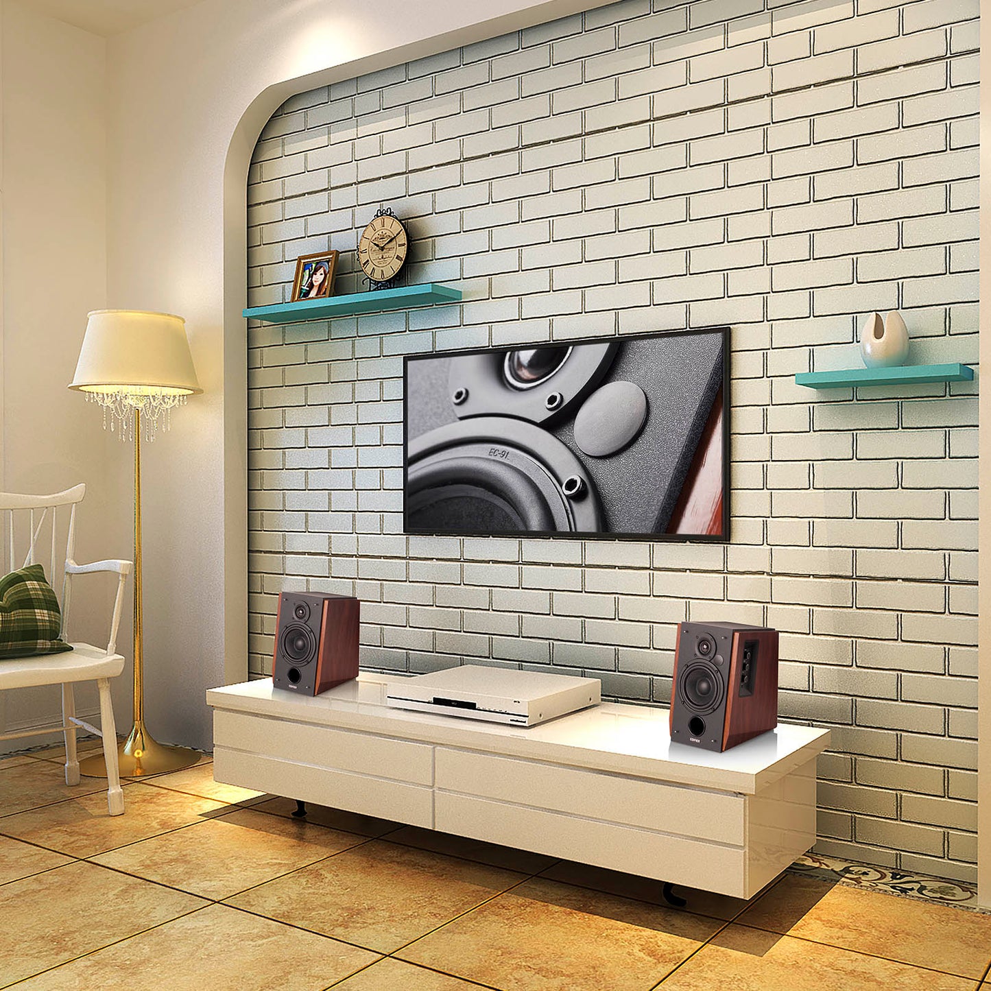 R1700BT Bluetooth Bookshelf Speakers - Powered 2.0 Active Wood Speaker(Certified Refurbished)